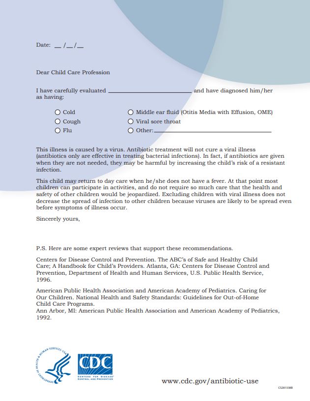 Daycare letter